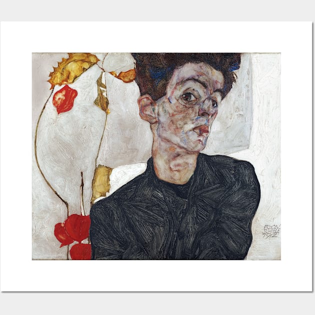 Egon Schiele Self-Portrait with Physalis Wall Art by pdpress